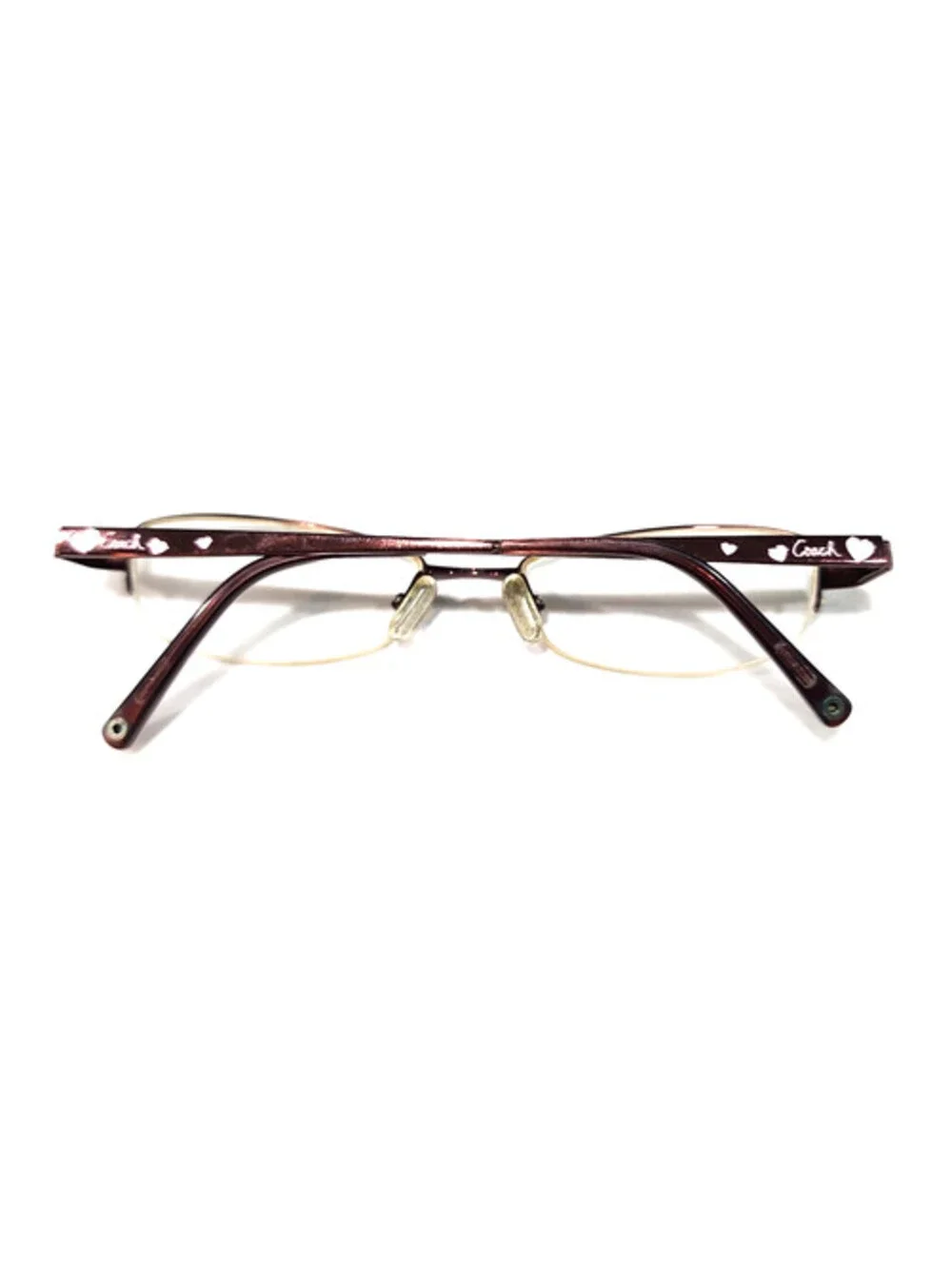 Coach Kian 219 Sm Burdeaux Pink Heart Half Rim Eyeglasses 51-18-135